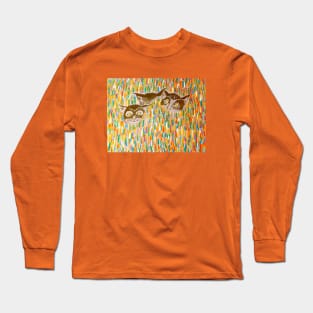 Three Cats on the Grass Long Sleeve T-Shirt